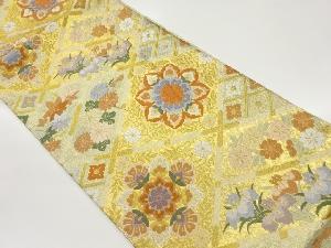 佐賀錦格天井に華紋・花々模様織出し袋帯